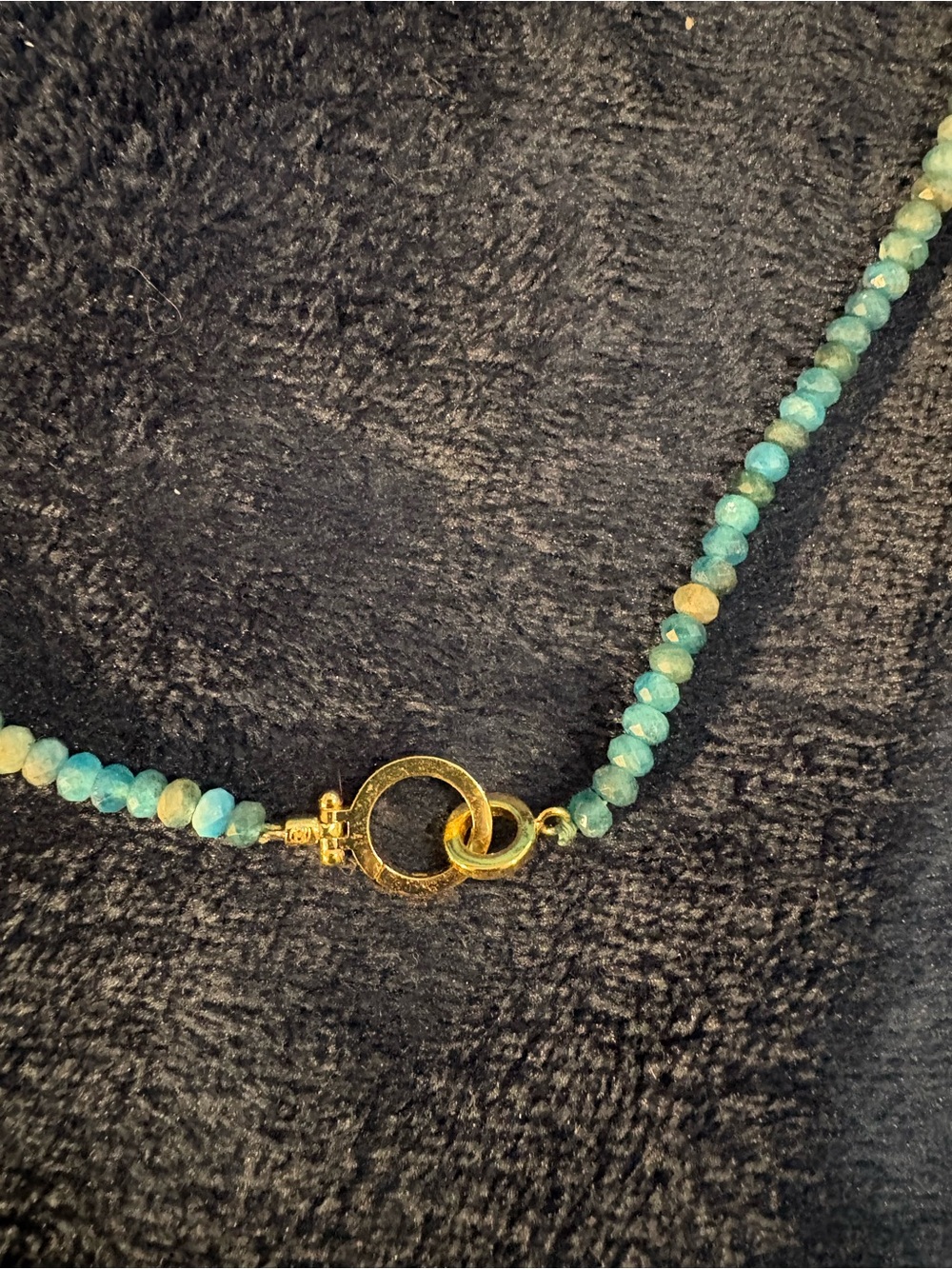 Gorjana! Delicate Turquoise Beaded Necklace with Gold Clasp - Picture 3 of 4